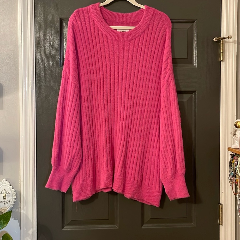 Hot pink oversized ribbed aerie sweater